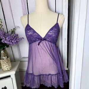 In bloom  babydoll lace purple top Y2K/fairy S